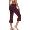 imagebaleaf Women Flare Capri Leggings with Pockets Yoga Pants Bootcut Casual Cotton Work Summer LoungeRuby Wine