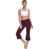 imagebaleaf Women Flare Capri Leggings with Pockets Yoga Pants Bootcut Casual Cotton Work Summer LoungeRuby Wine