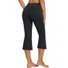 imagebaleaf Women Flare Capri Leggings with Pockets Yoga Pants Bootcut Casual Cotton Work Summer LoungeV Waistblack