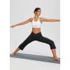 imagebaleaf Women Flare Capri Leggings with Pockets Yoga Pants Bootcut Casual Cotton Work Summer LoungeV Waistblack