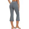 imagebaleaf Women Flare Capri Leggings with Pockets Yoga Pants Bootcut Casual Cotton Work Summer LoungeV Waistdark Grey