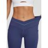 imagebaleaf Women Flare Capri Leggings with Pockets Yoga Pants Bootcut Casual Cotton Work Summer LoungeV Waistnavy