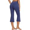imagebaleaf Women Flare Capri Leggings with Pockets Yoga Pants Bootcut Casual Cotton Work Summer LoungeV Waistnavy