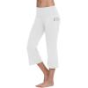 imagebaleaf Women Flare Capri Leggings with Pockets Yoga Pants Bootcut Casual Cotton Work Summer LoungeWhite
