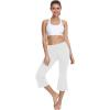 imagebaleaf Women Flare Capri Leggings with Pockets Yoga Pants Bootcut Casual Cotton Work Summer LoungeWhite