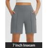 imagebaleaf Womens 7 Inch Bermuda Long Shorts with Zipper Pockets High Waisted Athletic Shorts Walking Dressy Casual LooseGrey