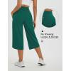 imagebaleaf Womens Capri Pants Wide Leg Athletic Yoga Capris with Pockets Quick Dry Hiking Pants Loose Lounge Summer UPF 50Dark Green