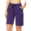 imagebaleaf Womens Cotton Bermuda Long Shorts 10quot Knee Length Loose Drawstring Waist Sweat Shorts with Pockets Casual SummerPurple Heather10 Inseam
