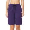 imagebaleaf Womens Cotton Bermuda Long Shorts 10quot Knee Length Loose Drawstring Waist Sweat Shorts with Pockets Casual SummerPurple Heather10 Inseam