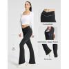 imagebaleaf Womens Flare Leggings with Zipper Pockets Crossover High Waist Bootcut Yoga Pants Tummy Control Bell Bottom LeggingsBlack