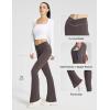 imagebaleaf Womens Flare Leggings with Zipper Pockets Crossover High Waist Bootcut Yoga Pants Tummy Control Bell Bottom LeggingsBrown