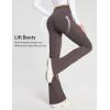 imagebaleaf Womens Flare Leggings with Zipper Pockets Crossover High Waist Bootcut Yoga Pants Tummy Control Bell Bottom LeggingsBrown