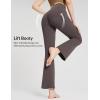 imagebaleaf Womens Flare Leggings with Zipper Pockets Crossover High Waist Bootcut Yoga Pants Tummy Control Bell Bottom LeggingsBrown