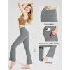 imagebaleaf Womens Flare Leggings with Zipper Pockets Crossover High Waist Bootcut Yoga Pants Tummy Control Bell Bottom LeggingsDark Grey