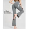 imagebaleaf Womens Flare Leggings with Zipper Pockets Crossover High Waist Bootcut Yoga Pants Tummy Control Bell Bottom LeggingsDark Grey