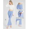 imagebaleaf Womens Flare Leggings with Zipper Pockets Crossover High Waist Bootcut Yoga Pants Tummy Control Bell Bottom LeggingsLight Blue