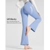 imagebaleaf Womens Flare Leggings with Zipper Pockets Crossover High Waist Bootcut Yoga Pants Tummy Control Bell Bottom LeggingsLight Blue
