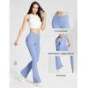 imagebaleaf Womens Flare Leggings with Zipper Pockets Crossover High Waist Bootcut Yoga Pants Tummy Control Bell Bottom LeggingsLight Blue