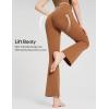 imagebaleaf Womens Flare Leggings with Zipper Pockets Crossover High Waist Bootcut Yoga Pants Tummy Control Bell Bottom LeggingsLight Brown