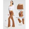 imagebaleaf Womens Flare Leggings with Zipper Pockets Crossover High Waist Bootcut Yoga Pants Tummy Control Bell Bottom LeggingsLight Brown