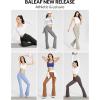 imagebaleaf Womens Flare Leggings with Zipper Pockets Crossover High Waist Bootcut Yoga Pants Tummy Control Bell Bottom LeggingsLight Brown