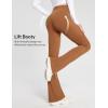 imagebaleaf Womens Flare Leggings with Zipper Pockets Crossover High Waist Bootcut Yoga Pants Tummy Control Bell Bottom LeggingsLight Brown