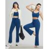 imagebaleaf Womens Flare Leggings with Zipper Pockets Drawstring Flared Yoga Pants Bell Bottom Leggings Tummy ControlNavy Blue