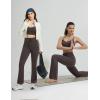 imagebaleaf Womens Flare Leggings with Zipper Pockets Drawstring Flared Yoga Pants Bell Bottom Leggings Tummy ControlSeal Brown