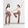 imagebaleaf Womens Flare Yoga Pants Fold Over Flared Leggings with Pockets Tummy Control Bootcut PantsBeaver Brown