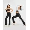 imagebaleaf Womens Flare Yoga Pants Fold Over Flared Leggings with Pockets Tummy Control Bootcut PantsBlack