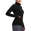 imagebaleaf Womens Fleece Lined Quarter Button Thermal Pullovers Long Sleeve Workout Shirts with Pockets Yoga Travel TopsBlack