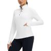 imagebaleaf Womens Fleece Lined Quarter Button Thermal Pullovers Long Sleeve Workout Shirts with Pockets Yoga Travel TopsWhite