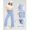 imagebaleaf Womens Loose Yoga Pants Wide Leg Athletic Pants High Waisted Casual Lounge Drawstring Sweatpants with PocketsLight Blue