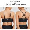 imagebaleaf Womens Low Impact Sports Bra Adjustable Spaghetti Strap Yoga Workout Bra with Removable PaddedBlack