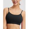 imagebaleaf Womens Low Impact Sports Bra Adjustable Spaghetti Strap Yoga Workout Bra with Removable PaddedBlack