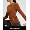 imagebaleaf Womens Thermal Shirts Fleece Lined Long Sleeve Tops Workout Base Layer Slim Fit Cold Weather GearBrown