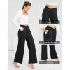 imagebaleaf Womens Wide Leg Dress Pants Stretch High Waist Yoga Pants Casual Slacks Pockets Pull On Travel Petite Plus SizeBlack