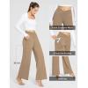 imagebaleaf Womens Wide Leg Dress Pants Stretch High Waist Yoga Pants Casual Slacks Pockets Pull On Travel Petite Plus SizeCocoa Brown