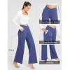 imagebaleaf Womens Wide Leg Dress Pants Stretch High Waist Yoga Pants Casual Slacks Pockets Pull On Travel Petite Plus SizeNavy Blue