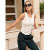 imagebaleaf Womens Workout Tank Tops Sleeveless Athletic Gym Shirts Fitted Crop Tops Yoga Tennis RunningStar White