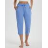 imagebaleaf Womens Yoga Capri Pants with Zipper Pockets Summer Drawstring Capris Joggers Lounge Crop 19quotBlue