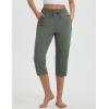 imagebaleaf Womens Yoga Capri Pants with Zipper Pockets Summer Drawstring Capris Joggers Lounge Crop 19quotGreen