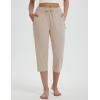 imagebaleaf Womens Yoga Capri Pants with Zipper Pockets Summer Drawstring Capris Joggers Lounge Crop 19quotKhaki