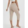 imagebaleaf Womens Yoga Capri Pants with Zipper Pockets Summer Drawstring Capris Joggers Lounge Crop 19quotKhaki