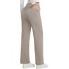 imagebaleaf Womens Yoga Dress Pants High Waist Travel Wide Leg with Pockets Stretch Casual Work SweatpantsKhaki