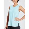 imagebaleaf Workout Tank Tops for Women Sleeveless Athletic Top Loose Fit Running Shirts High Neck Yoga Gym ClothesBlue