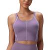 imagebaleaf Freeleaf Broadway Womens Spaghetti Strap Dance Sports Bras High Impact Crisscross Back Padded Yoga Workout Tank TopPurple