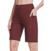 imagebaleaf Womens 10quot Long Bermuda Shorts Above Knee Length with 3 Pockets Walking Athletic Workout High Rise Yoga RunningWine Red