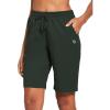 imagebaleaf Womens Cotton Bermuda Long Shorts 10quot Knee Length Loose Drawstring Waist Sweat Shorts with Pockets Casual SummerM Army Green10 Inseam
