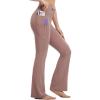imagebaleaf Womens Flare Leggings with Zipper Pockets Drawstring Flared Yoga Pants Bell Bottom Leggings Tummy ControlBeaver Brown